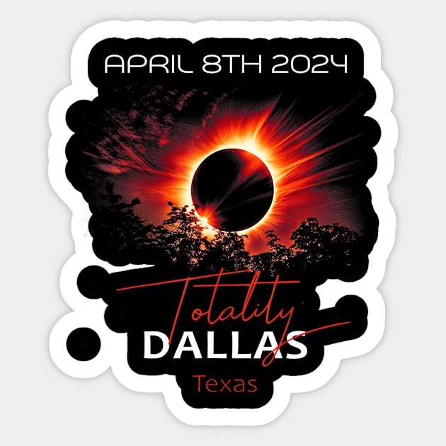 4.08.24 Total Solar Eclipse 2024 Dallas Texas Sticker by Diana-Arts-C